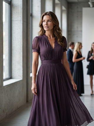 Damen Plissiertes Abendkleid | Maxi