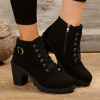 Women's lace-up ankle boots | block heel