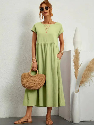 Damen Elegantes Kurzarmkleid | Maxi