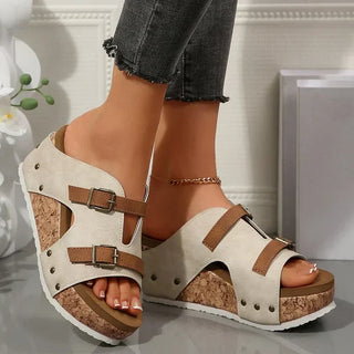 Sandales compensées femme avec boucle | Talon compensé