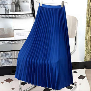 Falda plisada para mujer con cintura alta | Midi