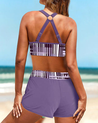 Ensemble bikini imprimé pour femme | Taille haute