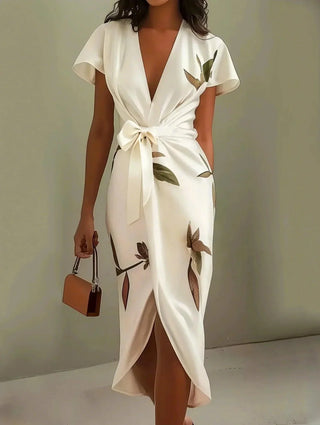 Robe élégante pour femme à motif floral | Midi
