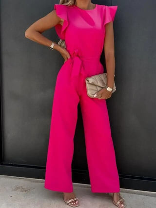 Damen Eleganter Jumpsuit mit Rüschen | Weites Bein