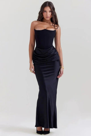Damen Elegantes Trägerloses Abendkleid | Maxi