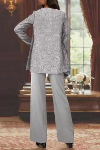 Damski trzyczęściowy zestaw z cekinami | elegancki