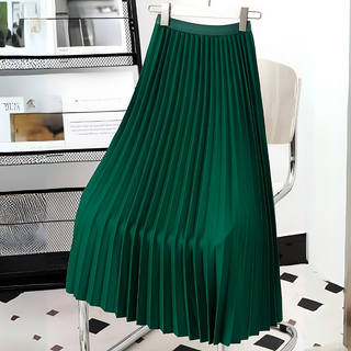 Falda plisada para mujer con cintura alta | Midi