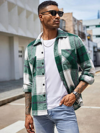 Veste de loisirs à carreaux pour homme | Avec boutons