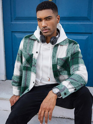 Veste de loisirs à carreaux pour homme | Avec boutons