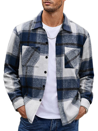Veste de loisirs à carreaux pour homme | Avec boutons