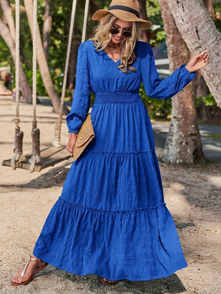 Women's Long Sleeve Maxi Dress | Tiered Design
