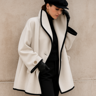 Women's Winter Trench Coat | With Contrast Trim Casual
