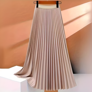 Falda plisada para mujer con cintura alta | Midi
