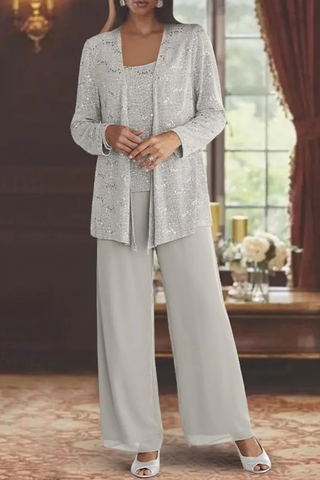Damski trzyczęściowy zestaw z cekinami | elegancki