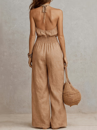 Combinaison pour femmes à col halter | jambes larges