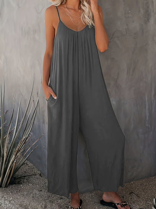 Combinaison femme avec bretelles spaghetti | Jambe large