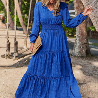 Women's Long Sleeve Maxi Dress | Tiered Design