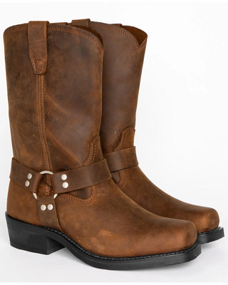 Men's boots with strap closure, mid-height design | Western style