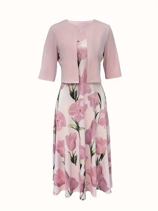 Robe femme à plusieurs couches avec motif floral | Midi