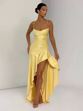 Robe cocktail pour femmes à bretelles spaghetti | maxi