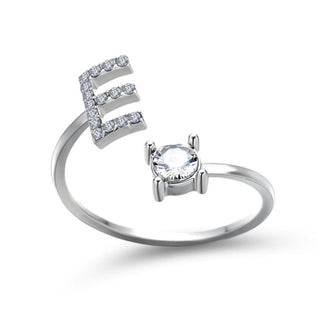 Adjustable letter ring with zirconia | A-Z initial
