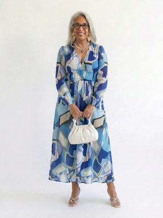 Damen Langarm Sommerkleid | Maxi
