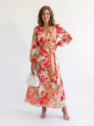 Damen Langarm Sommerkleid | Maxi