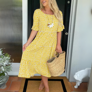 Damen Freizeit Polka Dot Kleid | Midi