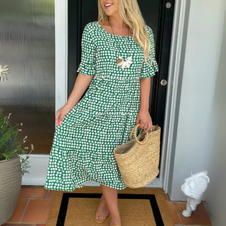Damen Freizeit Polka Dot Kleid | Midi