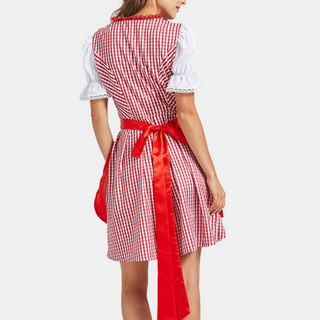 Damen Oktoberfest Dirndl Kleid | Kariertes Mieder