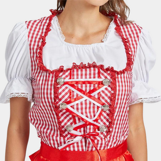 Damen Oktoberfest Dirndl Kleid | Kariertes Mieder