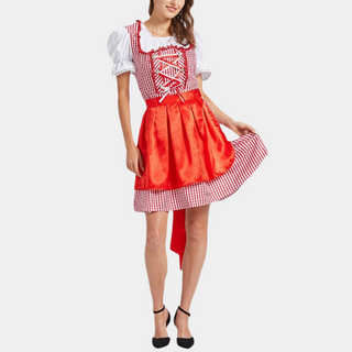 Damen Oktoberfest Dirndl Kleid | Kariertes Mieder
