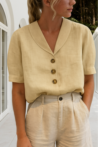Damen Sommerbluse mit V-Ausschnitt