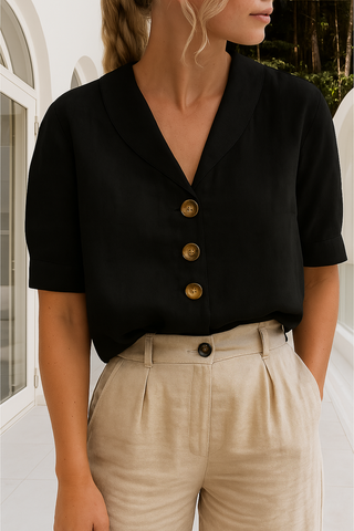 Damen Sommerbluse mit V-Ausschnitt