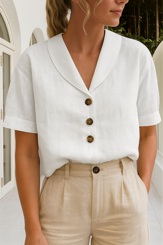Damen Sommerbluse mit V-Ausschnitt