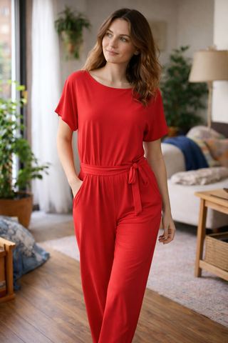 Combinaison femme avec ceinture à la taille | Coupe ample