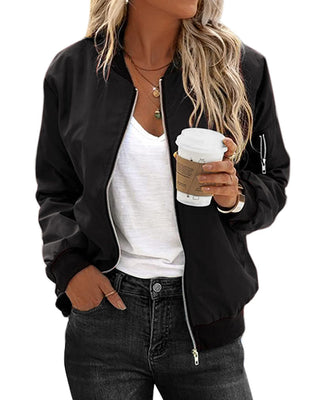 Women's Street Style Bomber Jacket | With Zipper