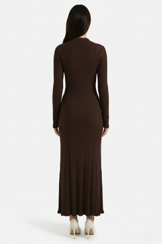 Robe en maille à manches longues pour femme | Maxi