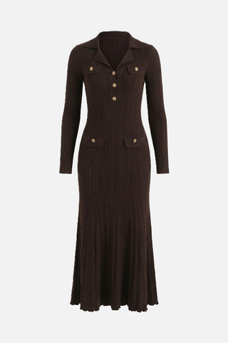 Robe en maille à manches longues pour femme | Maxi