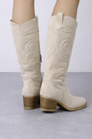 Damen Bestickte Western Stiefel | Kniehoch