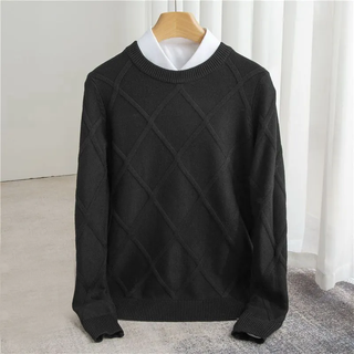 Men's Structured Ribbed Knit Sweater | Crew Neck