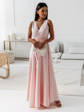 Robe de soirée maxi sans manches pour femme