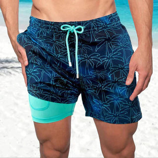 Herren Badeshorts mit Blumenmuster | Mit Kordelzug