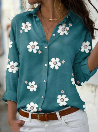 Blouse d'été femme à motif floral | Manches longues