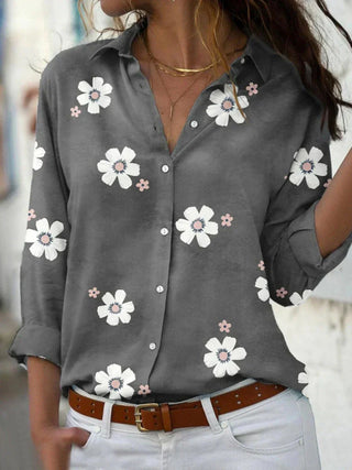 Women's Summer Blouse with Floral Pattern | With Buttons