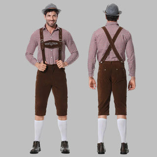 Costume Lederhosen Oktoberfest homme | Shorts traditionnels avec bretelles
