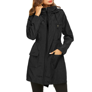 Women's Zipper Raincoat | Drawstring