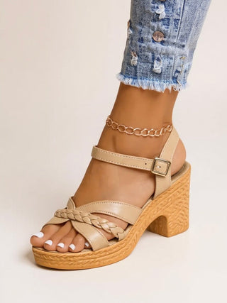 Sandales à talons tressées femme | avec boucle