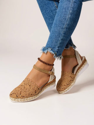 Sandalias de verano de ganchillo para mujer | Con tiras de hebilla