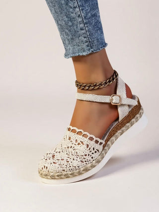 Sandalias de verano de ganchillo para mujer | Con tiras de hebilla